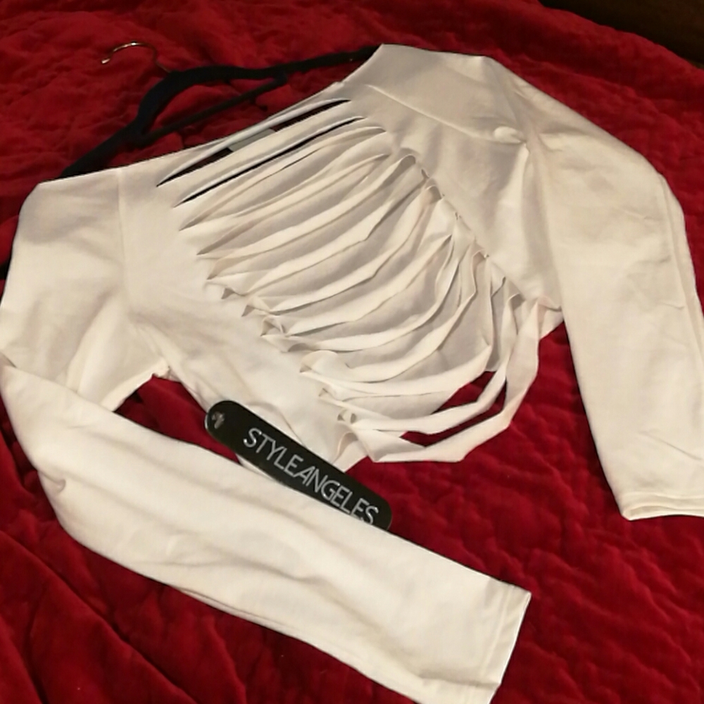 Style Angels raw cut crop top fitness #808X